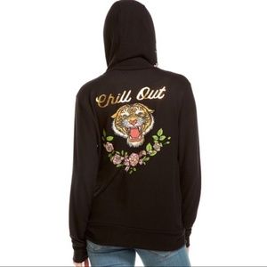 CHASER Chill Out Tiger Print Full Zip Hoodie
